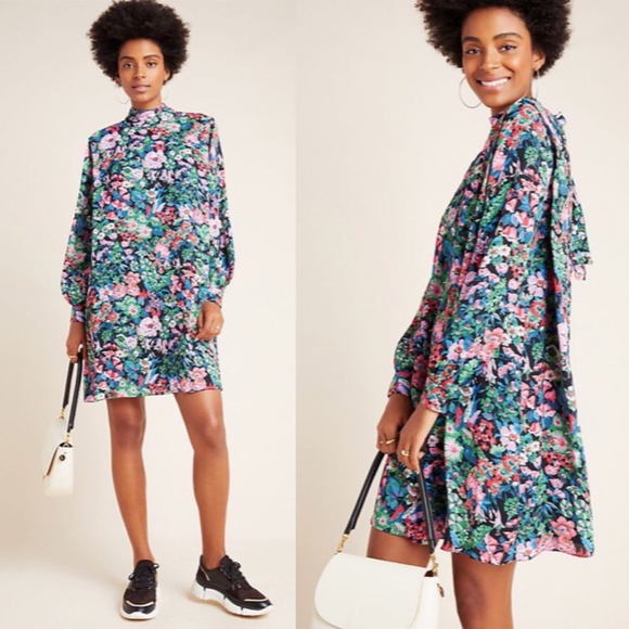 Anthropologie Dresses & Skirts - Anthropologie Tamara Floral Mock Neck Dress Size S